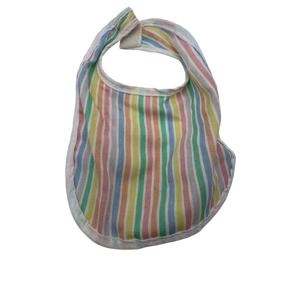 Fisher-Price OS Multicolor Striped Bib Kids Vintage 1986 Pastel